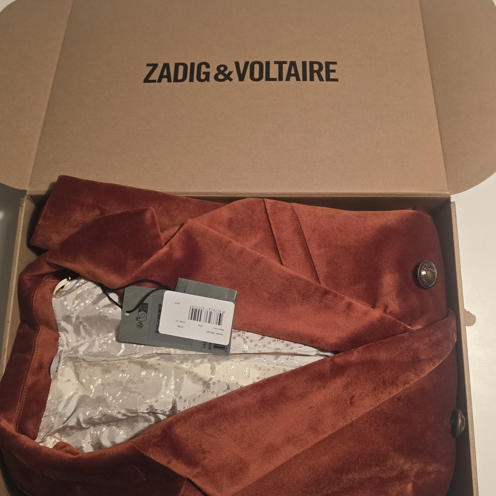 Zadig & Voltaire Rust Velvet Blazer - Picture 3 of 7